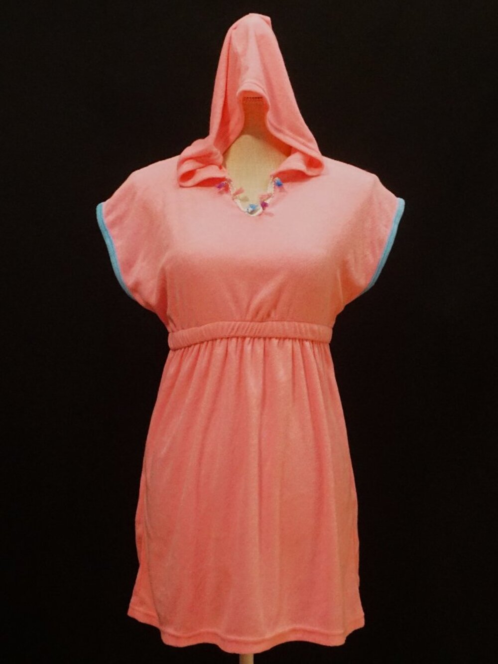 Betsey Johnson Pink Terry Cloth Hoodie Cover Up Dress Women’s Large (12)